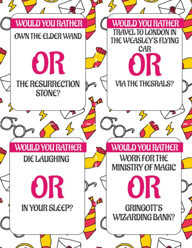 50 Harry Potter Would You Rather Questions {Free Printable} - Play ...
