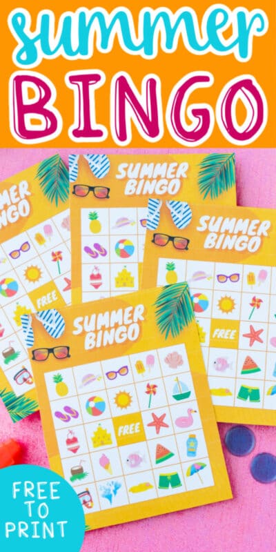 Summer bingo cards with text for Pinterest