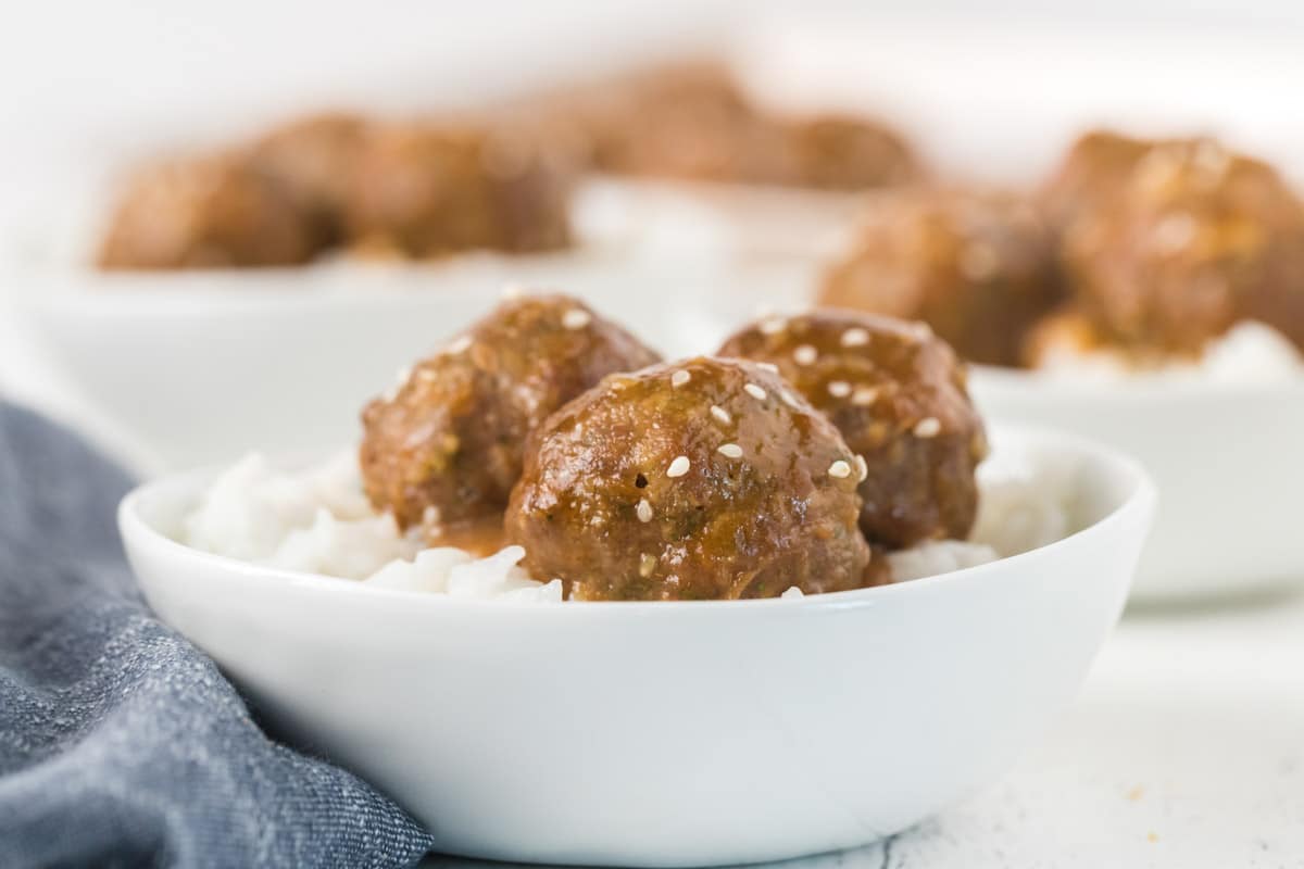 Baked Turkey Meatballs with Teriyaki Sauce