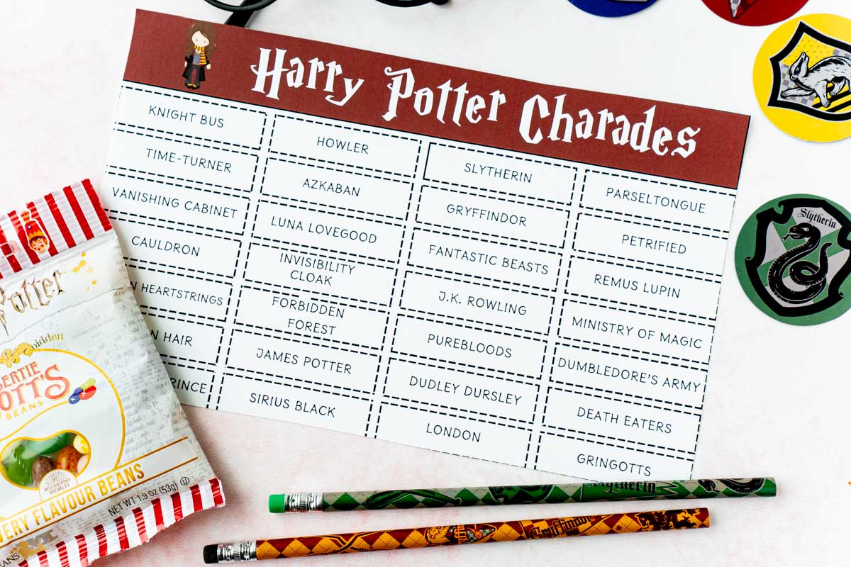 Harry Potter Charades Words Free Printable Play Party Plan