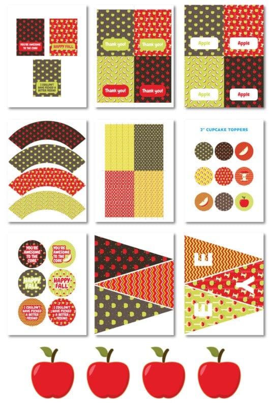 apple party printable pack