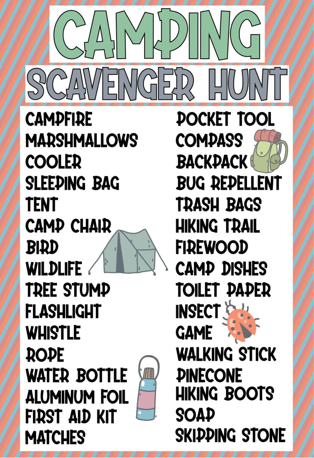 Free Printable Camping Scavenger Hunt Play Party Plan