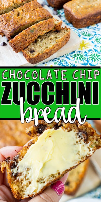 Collage of zucchini bread images with text for Pinterest