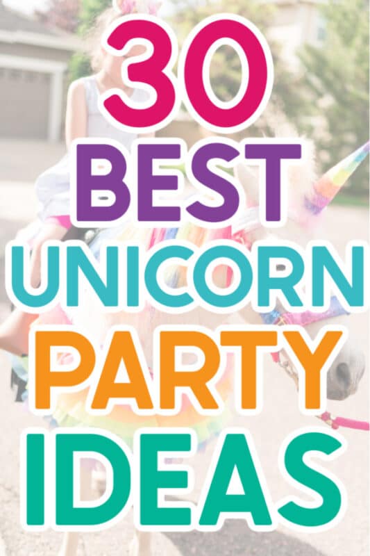 A girl on a unicorn with colorful text for Pinterest