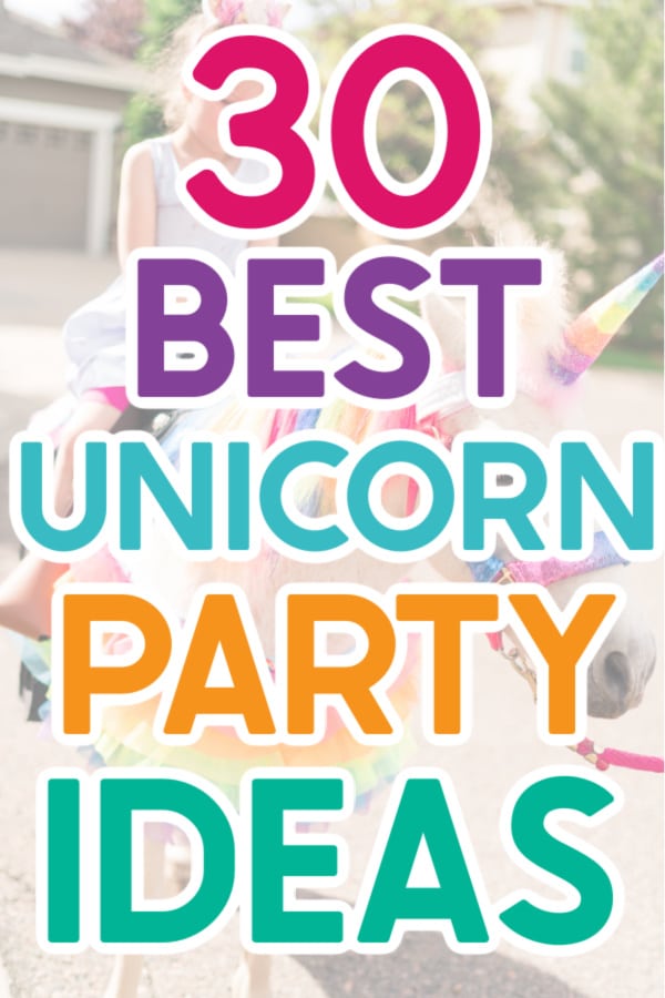 A girl on a unicorn with colorful text for Pinterest