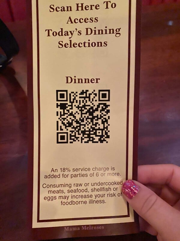 Flyer with a QR code for ordering food