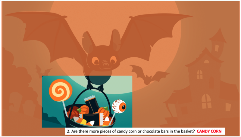 Orange transparent image on top of a bat holding a bucket of candy