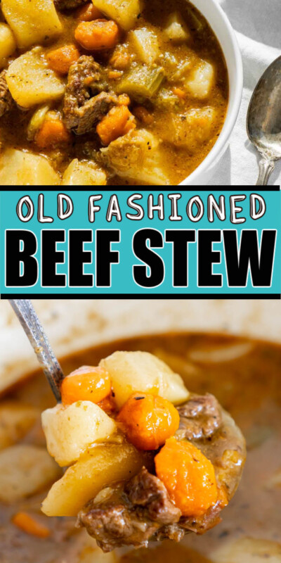 Beef stew photos with text for Pinterest