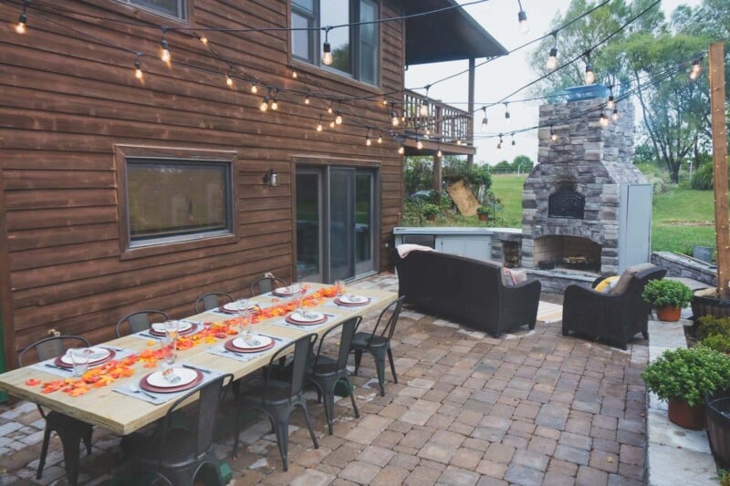Large table in an outdoor entertaining area