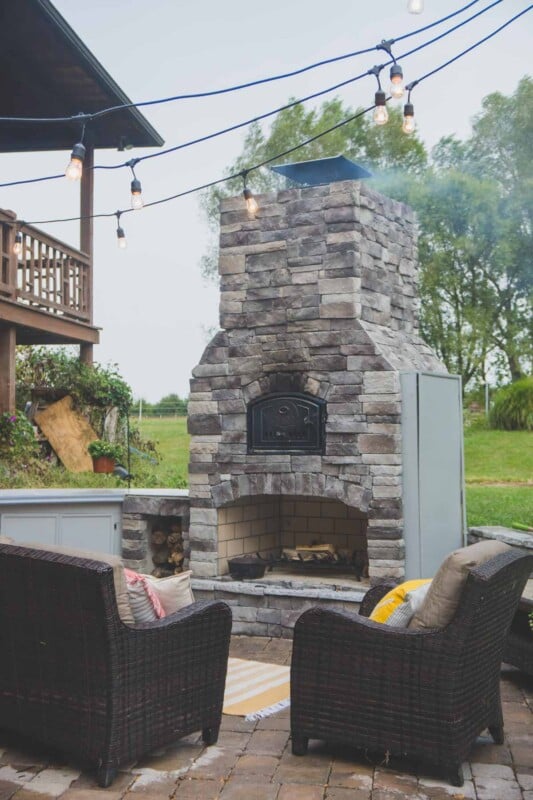 Round Grove brick oven in an outdoor entertaining area