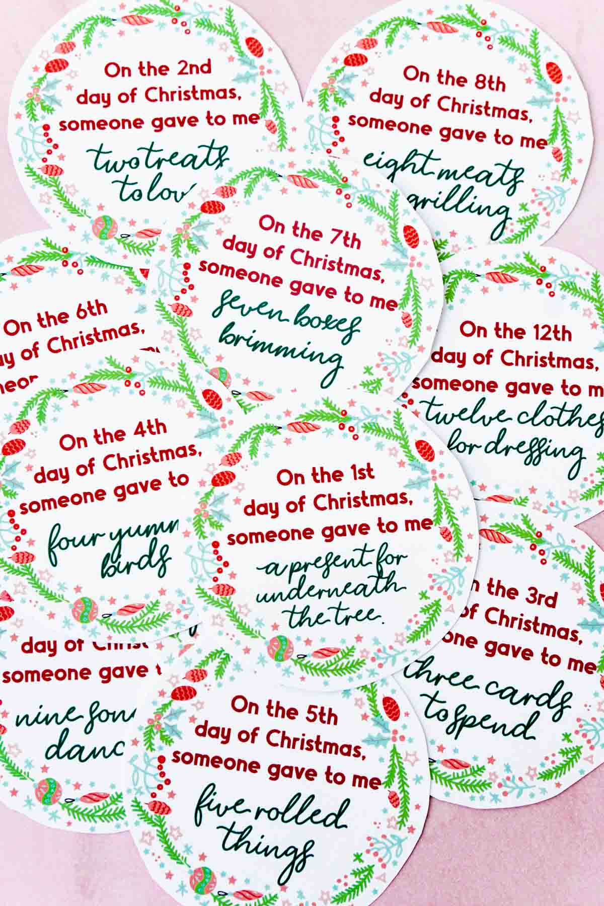 CHRISTMAS HOLIDAY, 12 Days of Christmas Gift Tags