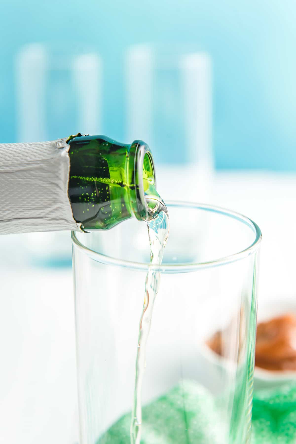 Sparkling cider being poured into a glass