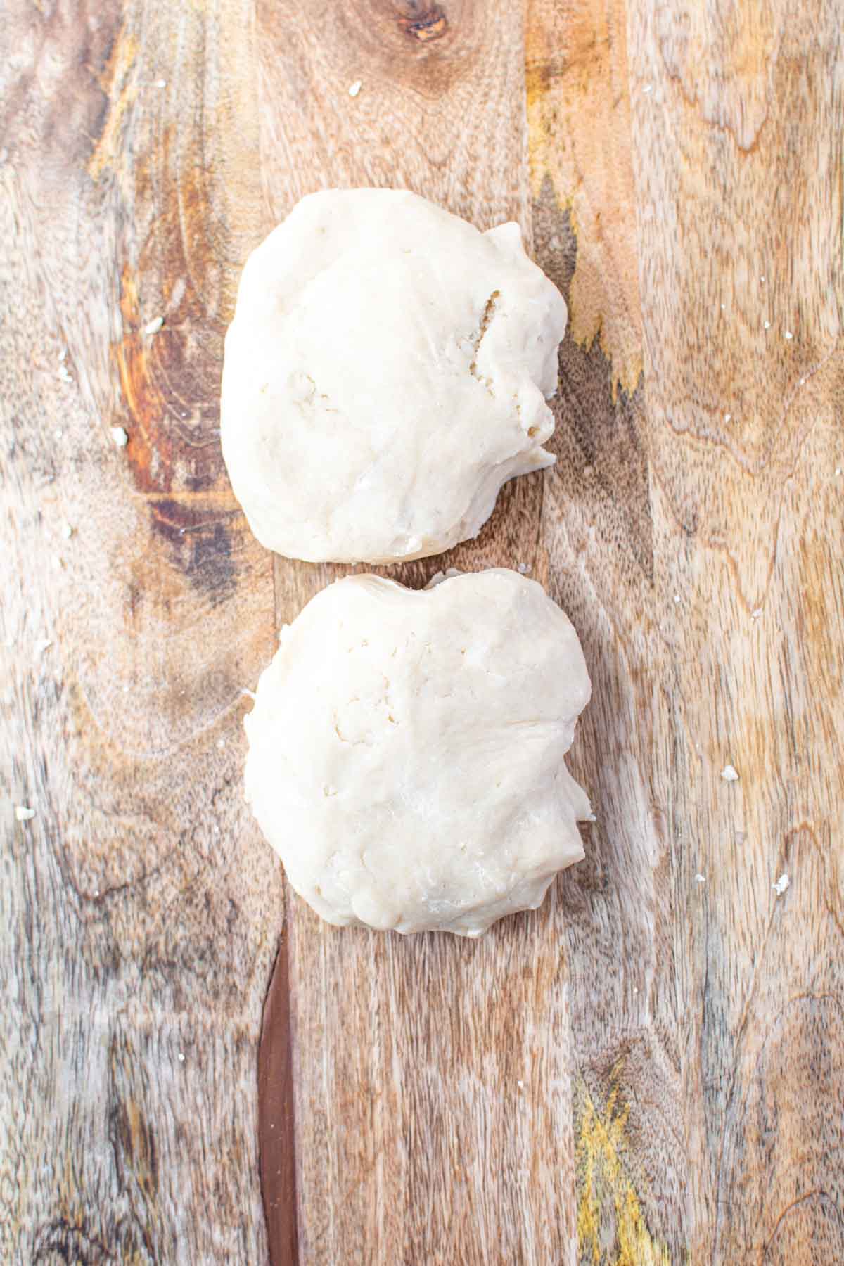 Two balls of dough for a flaky pie crust