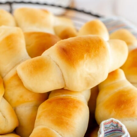 Basket of homemade crescent rolls