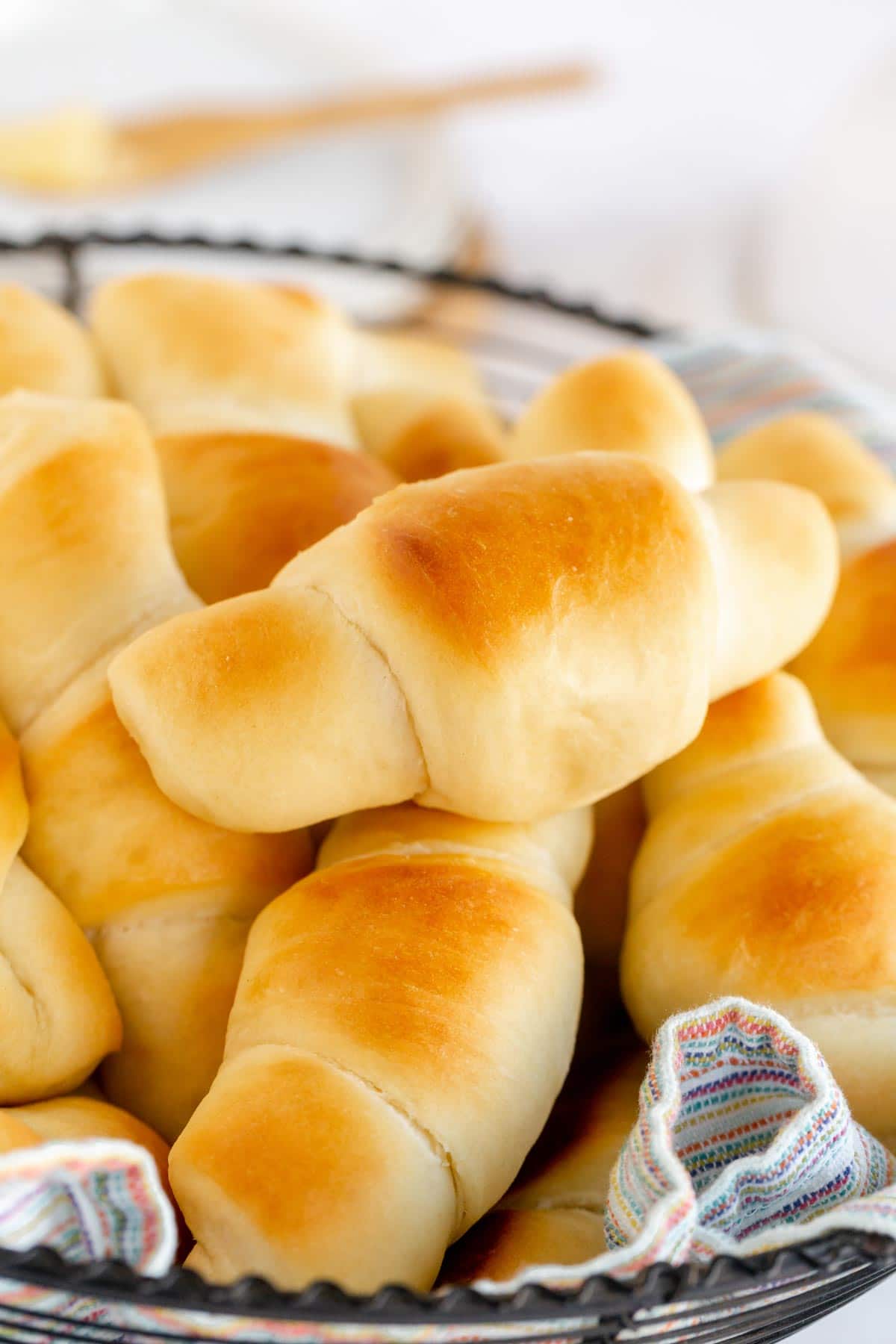 Basket of homemade crescent rolls