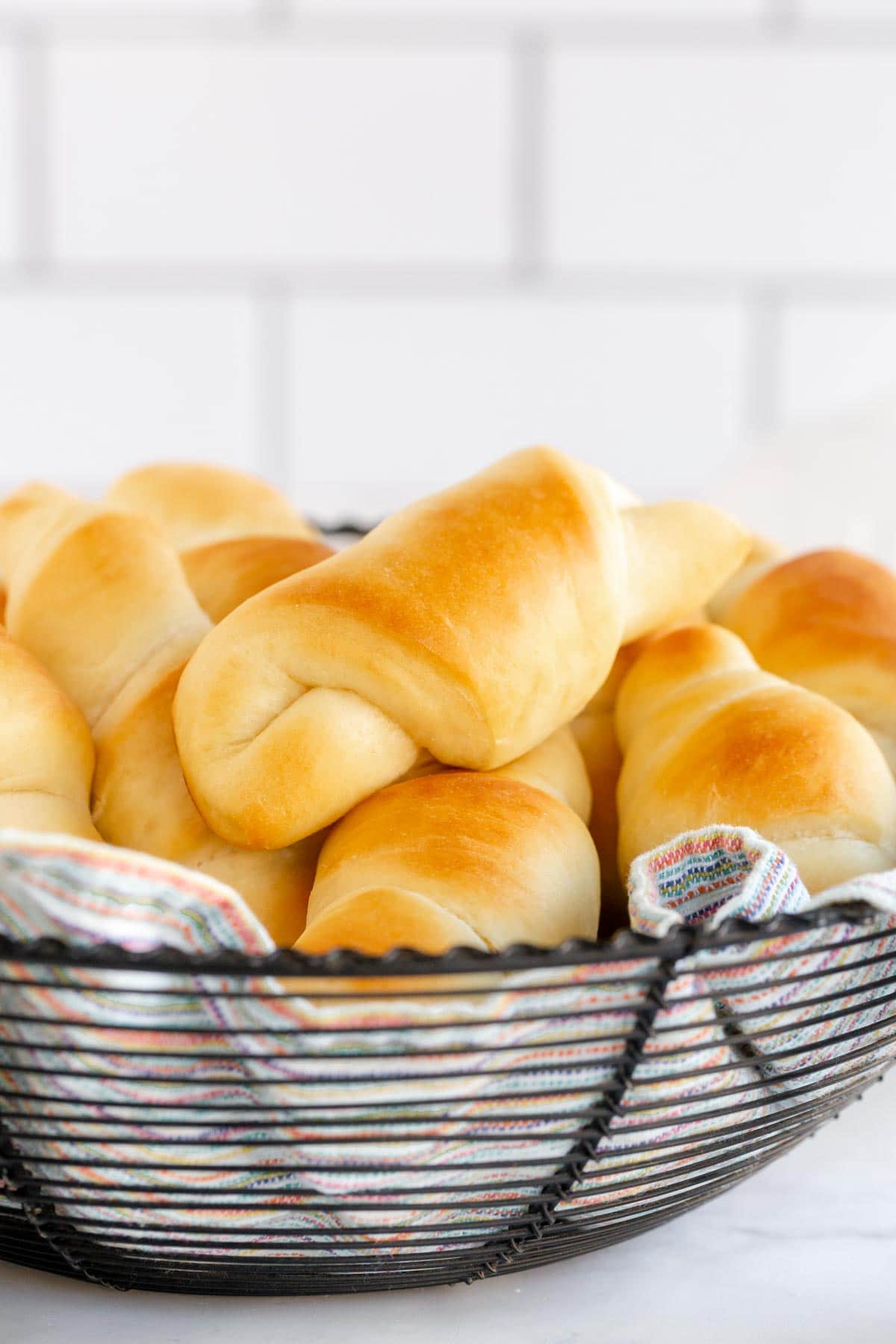 Basket full of homemade crescent rolls