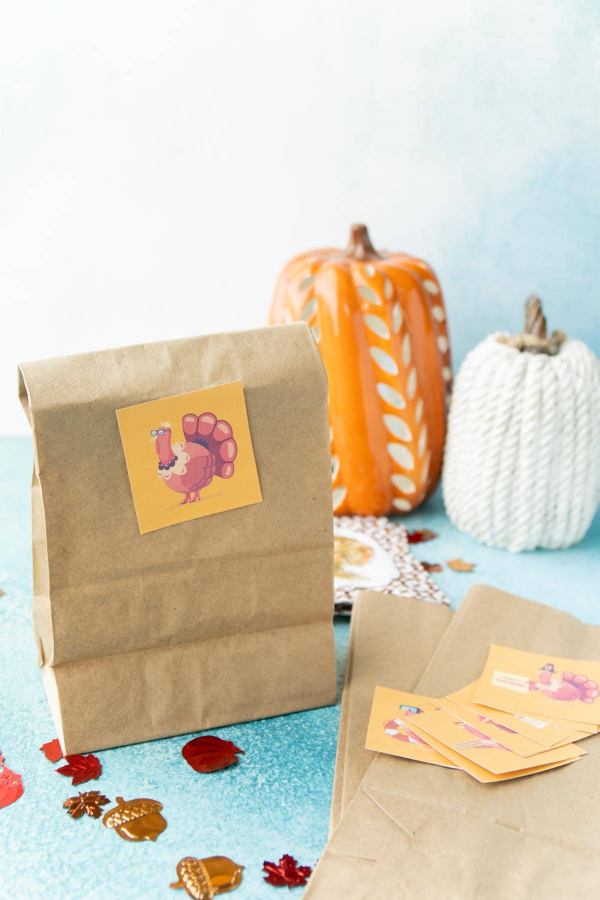 Paper bag with a turkey hunt card on it