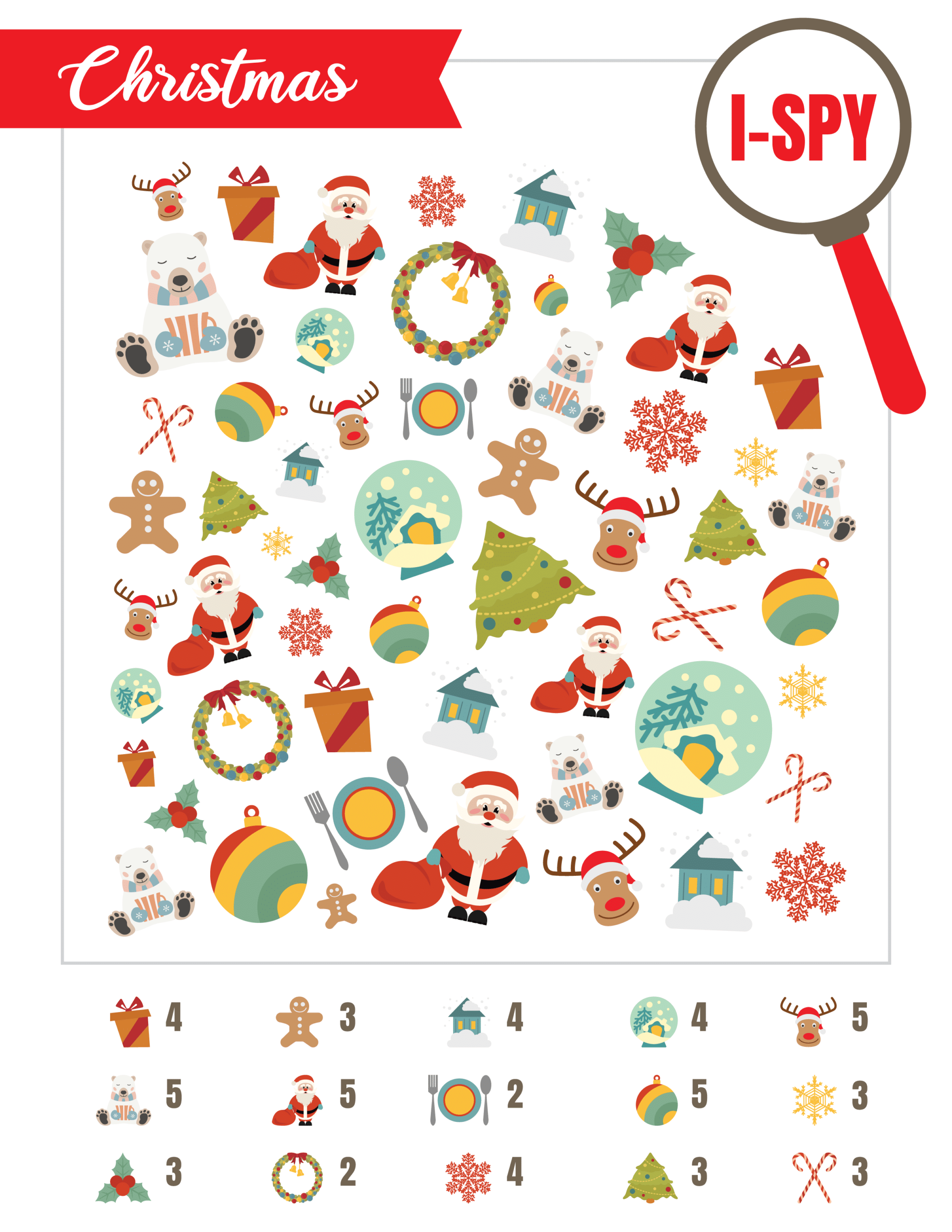 Christmas i-spy game with a red title