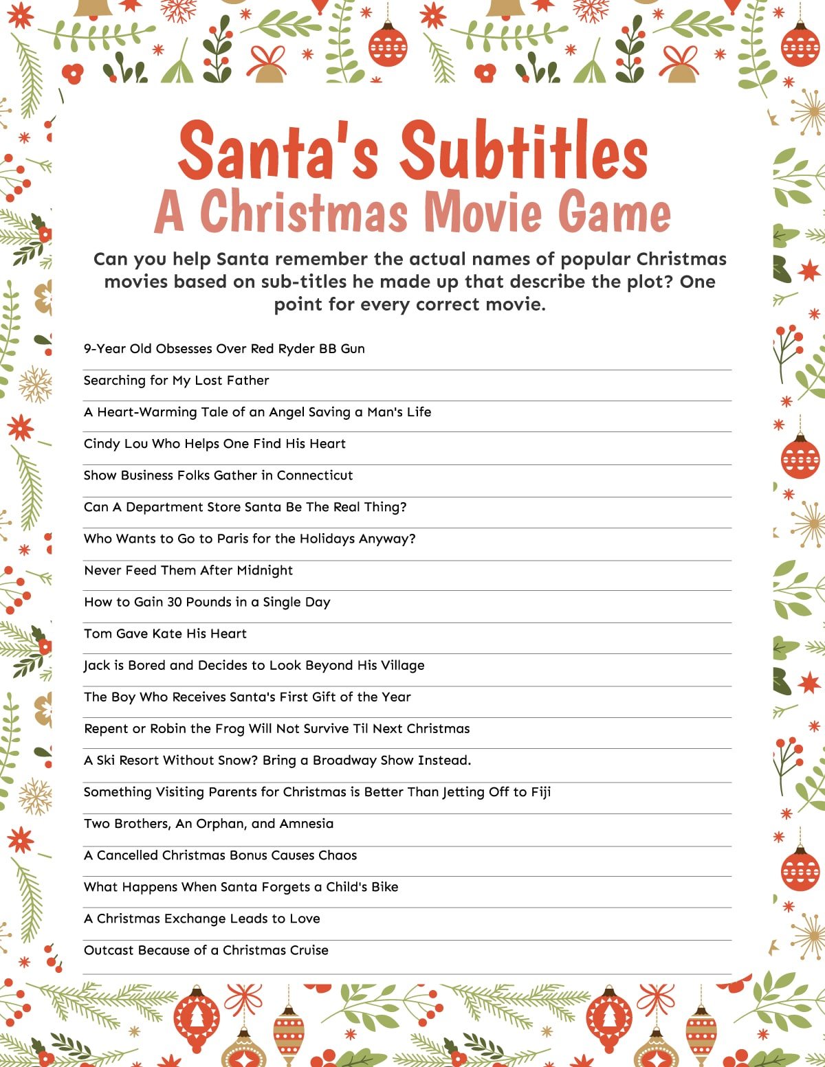 3 Christmas Movie Trivia Games {Free Printable} Play Party Plan