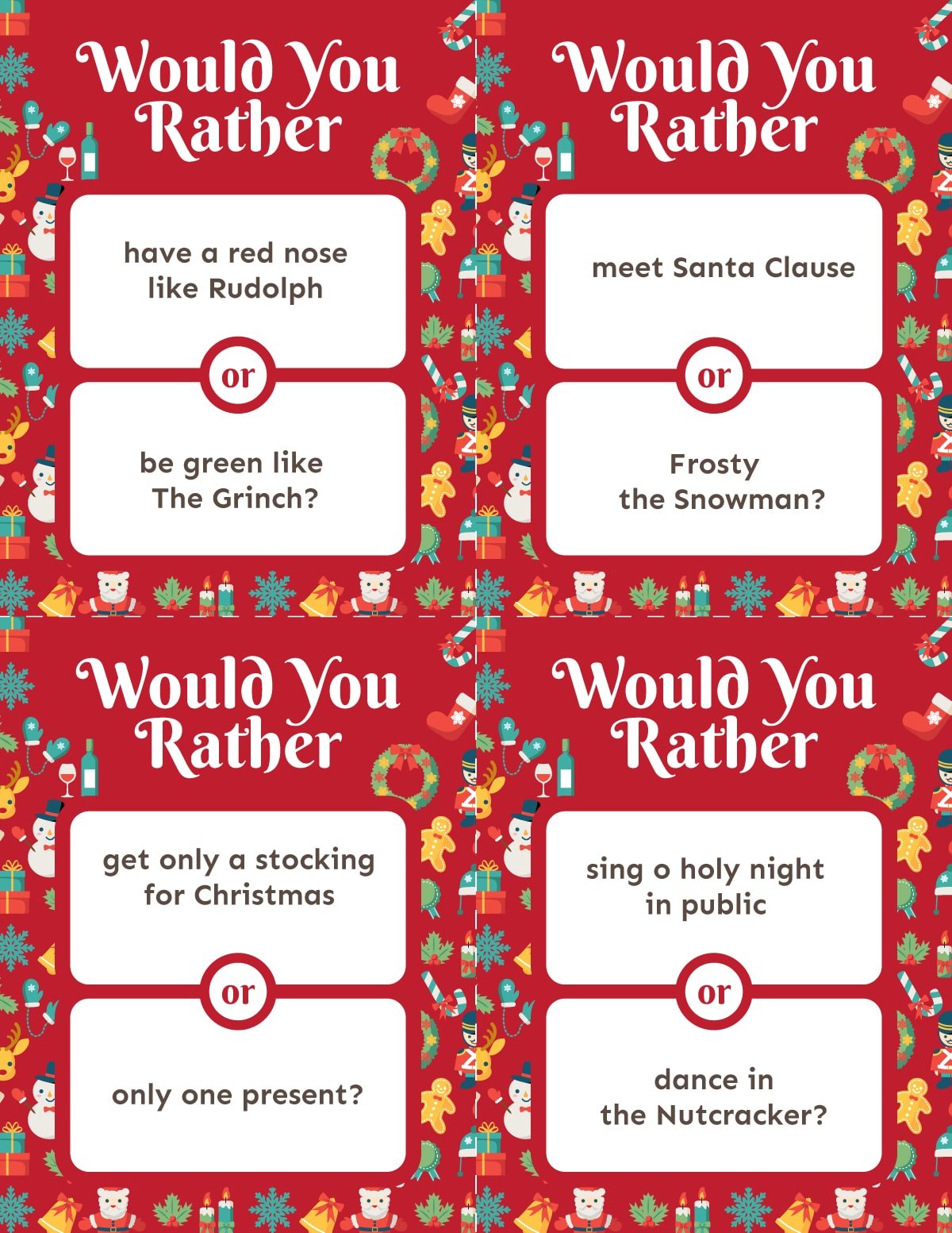 Christmas would you rather questions