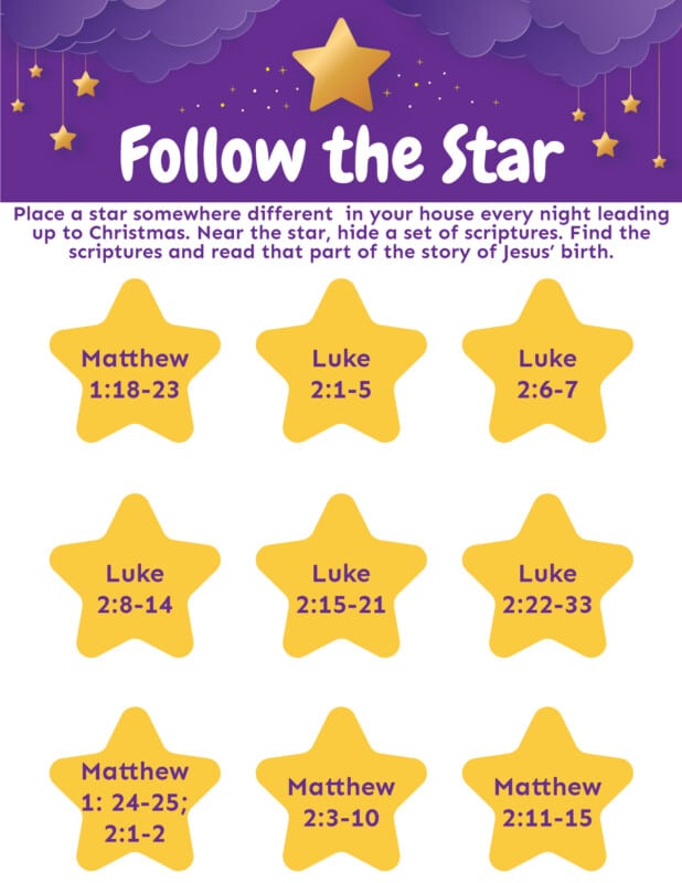 Printable follow the star activity sheet