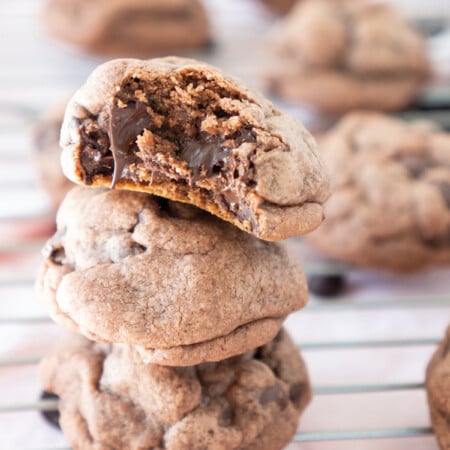 Stack of chocolate chip pudding cookies