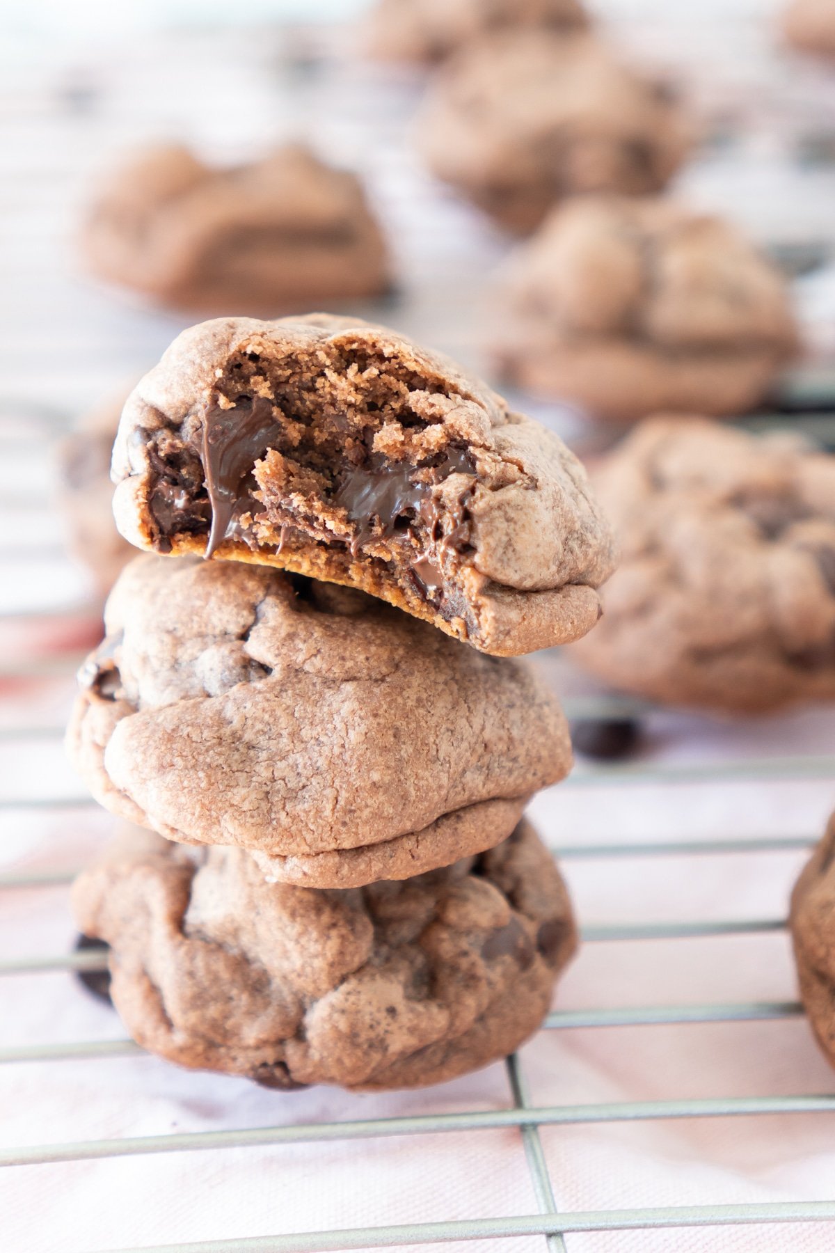 Stack of chocolate chip pudding cookies