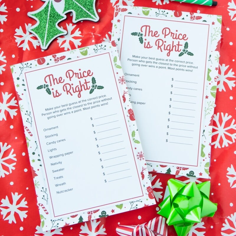 price is right printable