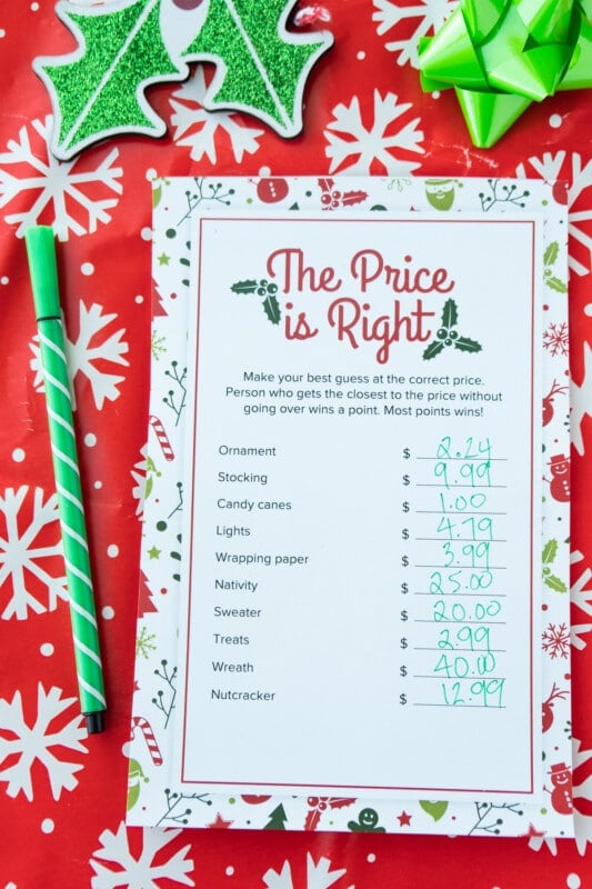 Festive Christmas Price is Right Game {Free Printable} Play Party Plan