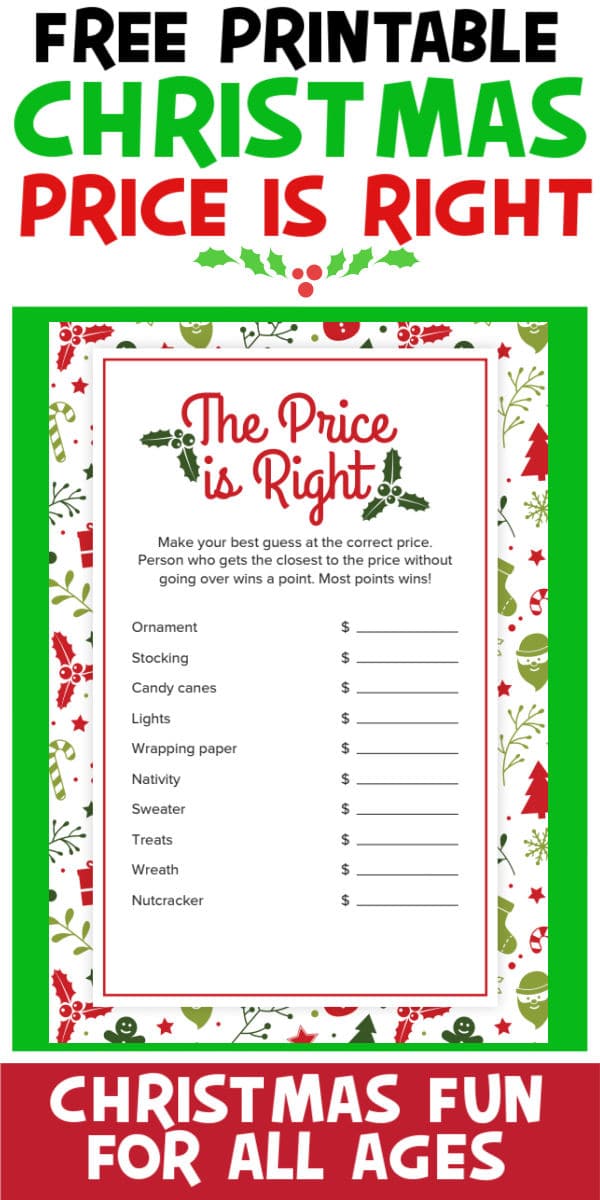 Price Is Right Printable Game - Printable World Holiday