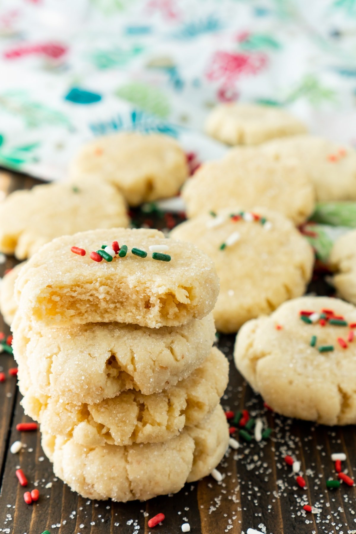 orange sugar cookies in a stack