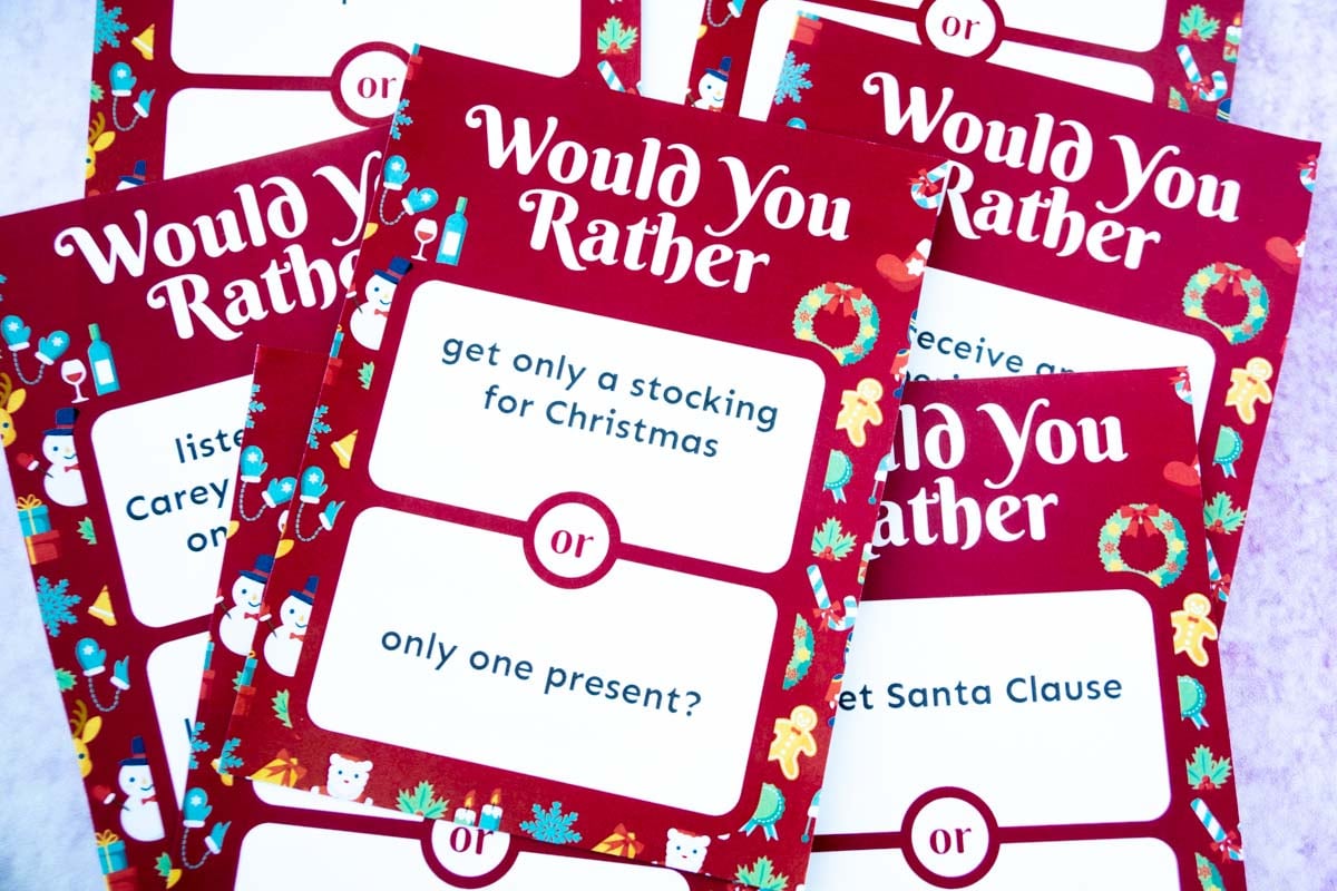 Printable Christmas Would You Rather Questions for Kids