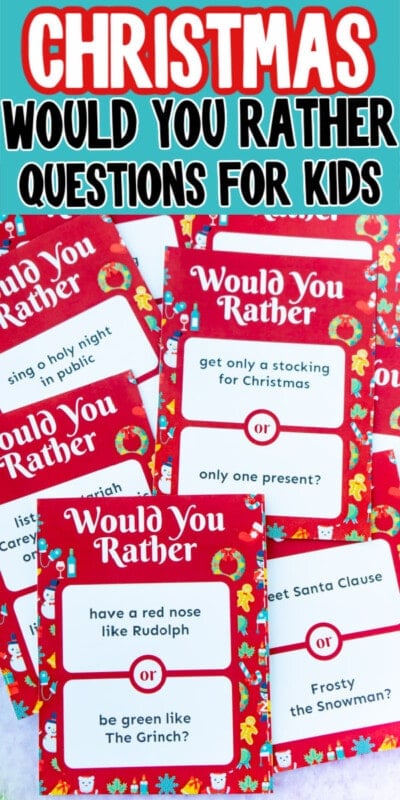 Christmas Would You Rather Game for Kids Printable Christmas 