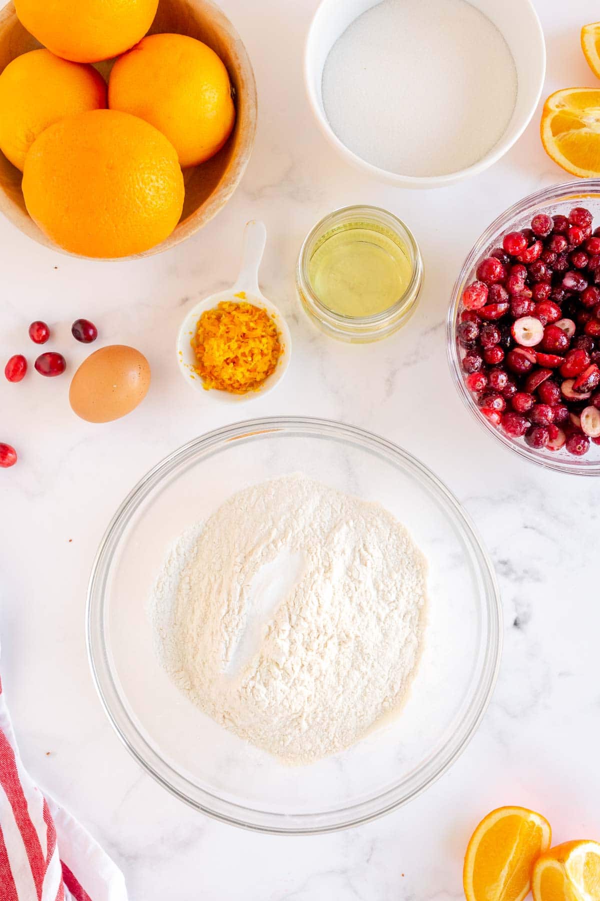 Dry ingredients in a glass bowl