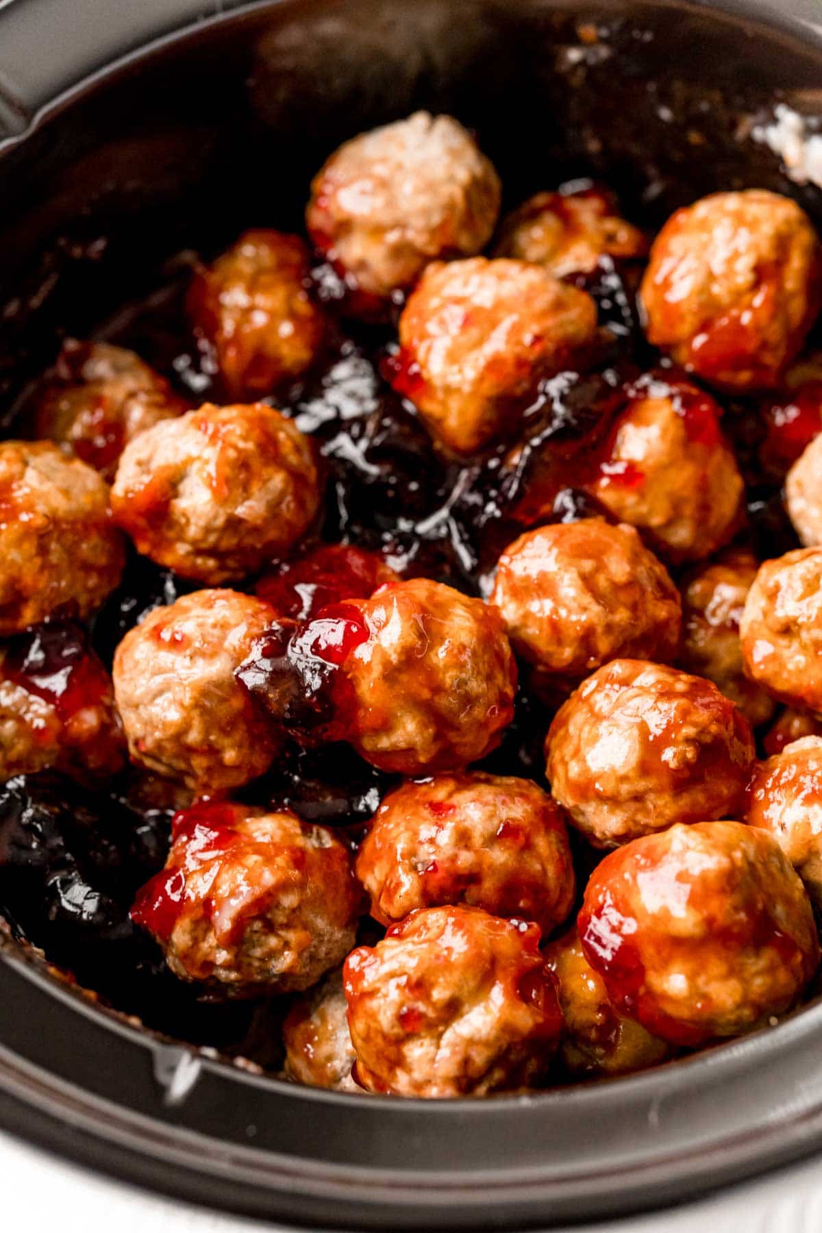 Grape jelly meatballs in a crockpot