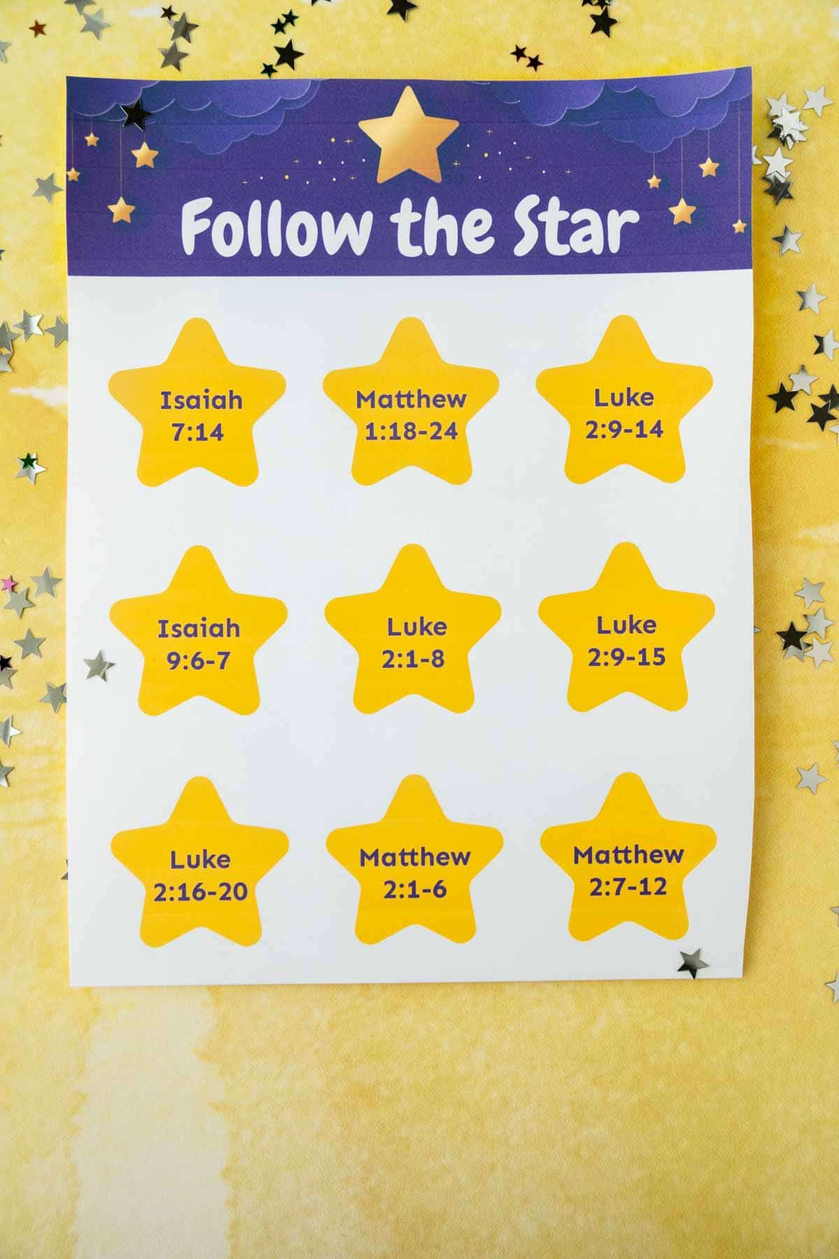 Printed out follow the star handout