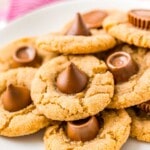 Plate full of peanut butter blossoms