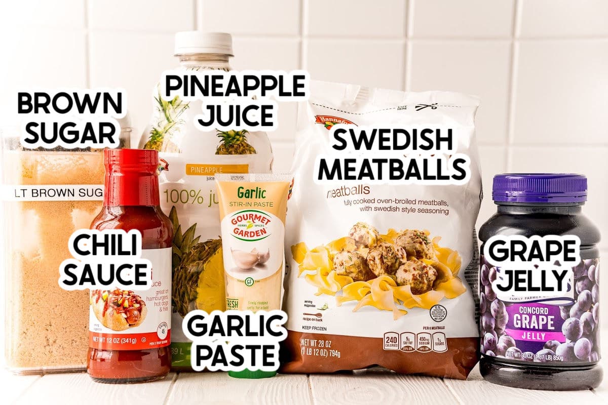 Ingredients needed to make crockpot grape jelly meatballs