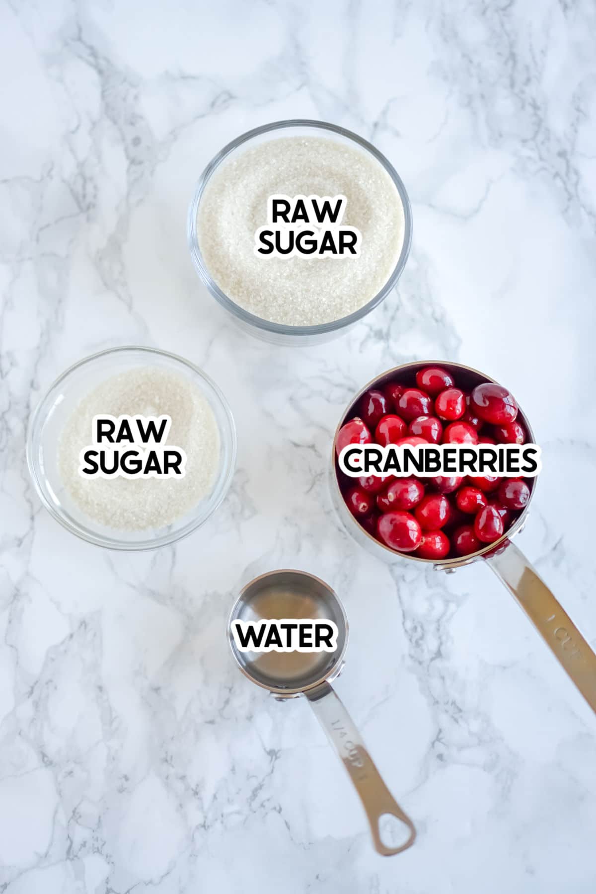 ingredients for sugared cranberries
