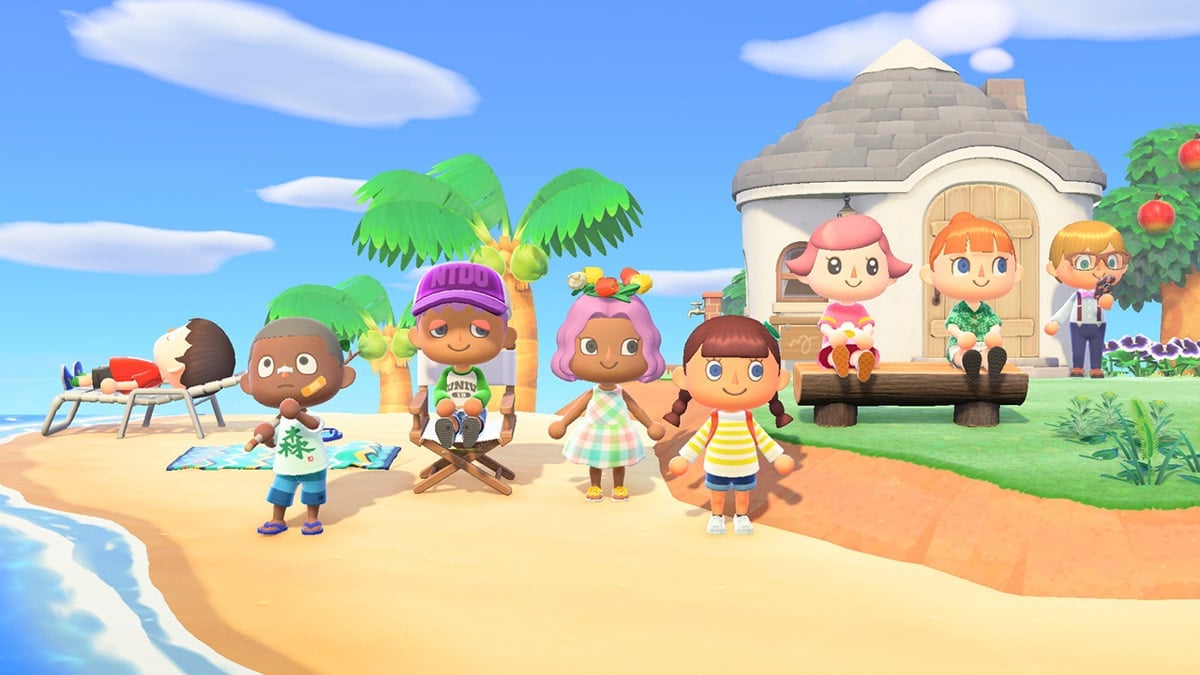 People on an island in Animal Crossing