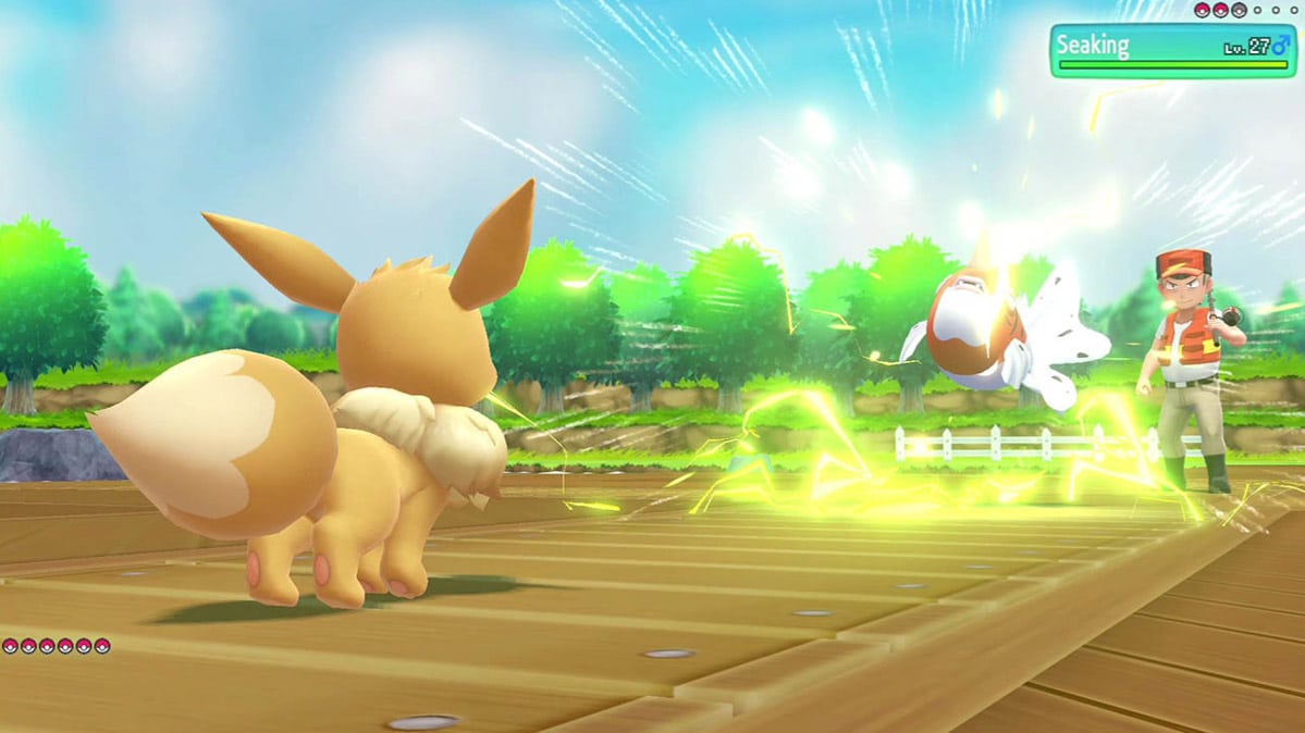 Eevee in a battle with another pokemon