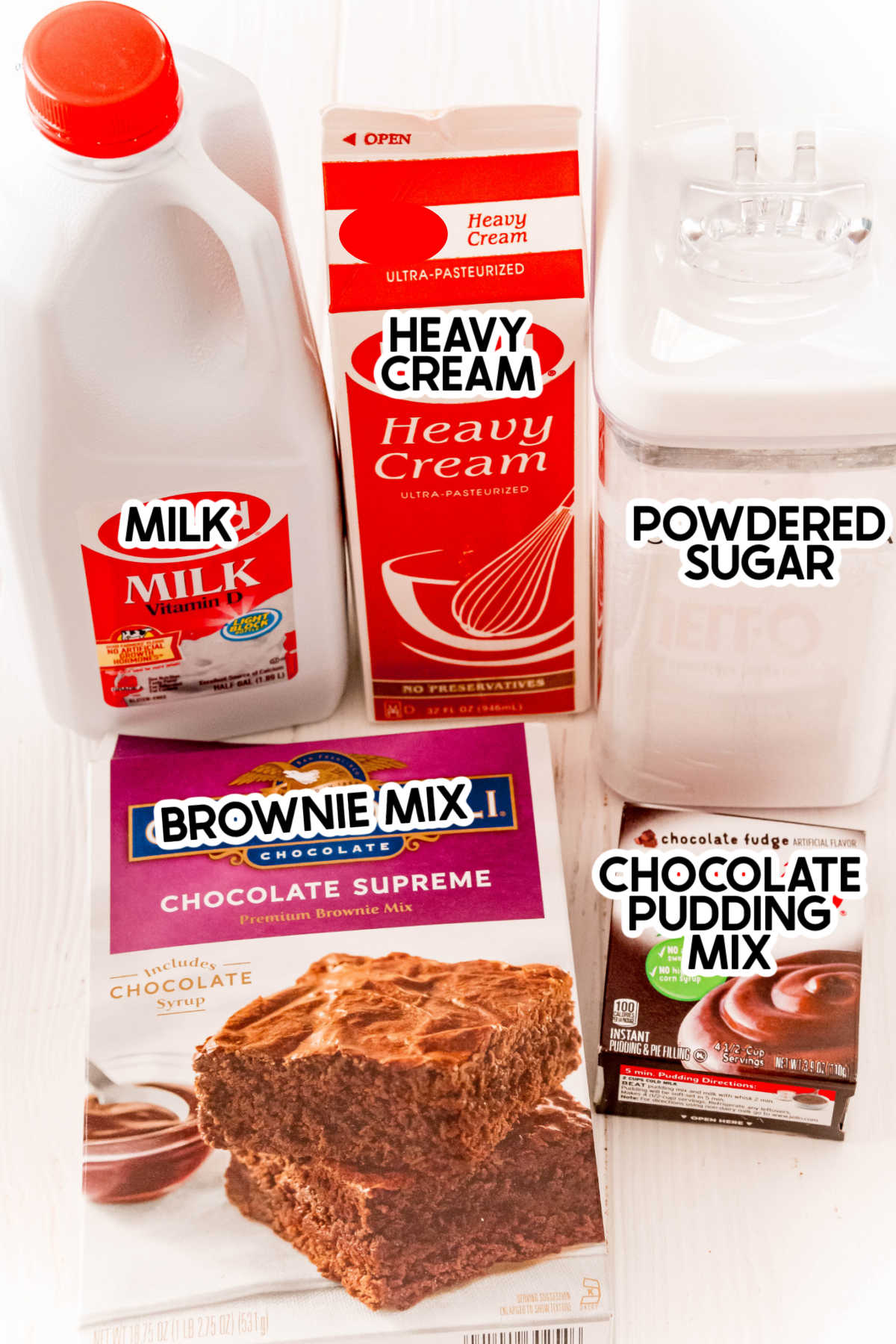 Ingredients to make a brownie batter dip