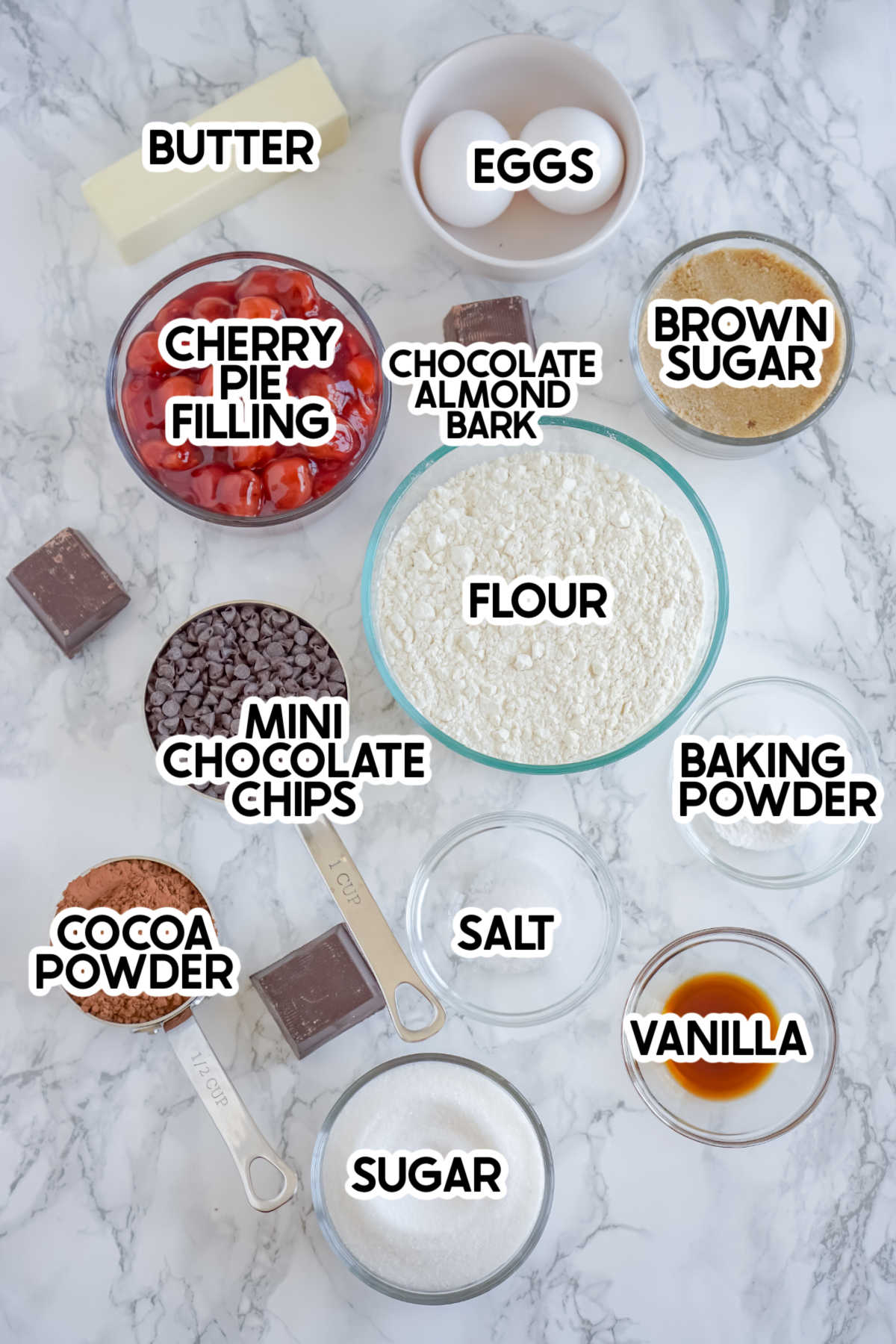 ingredients for chocolate thumbprint cookies