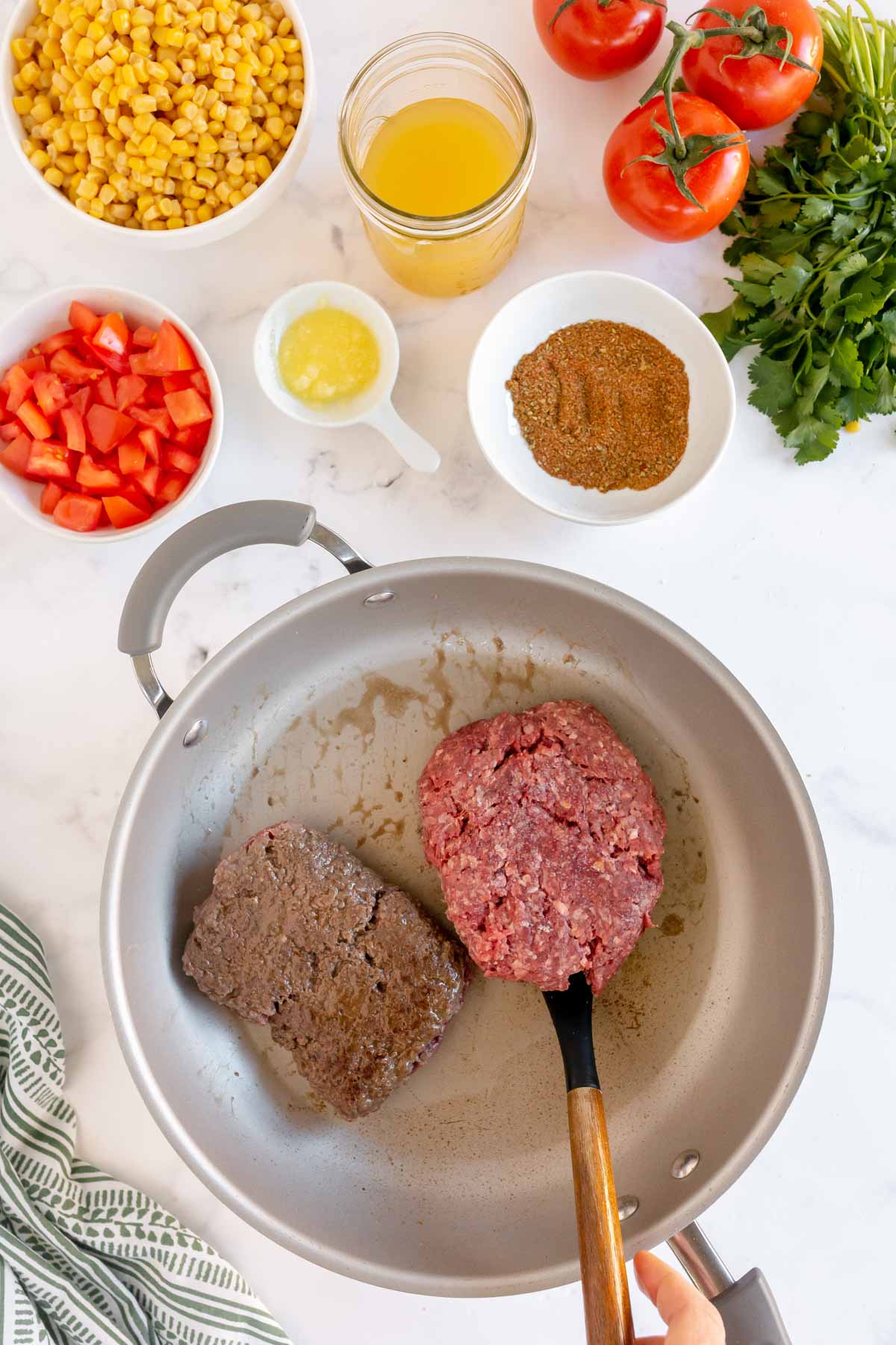 Ground beef in a pan