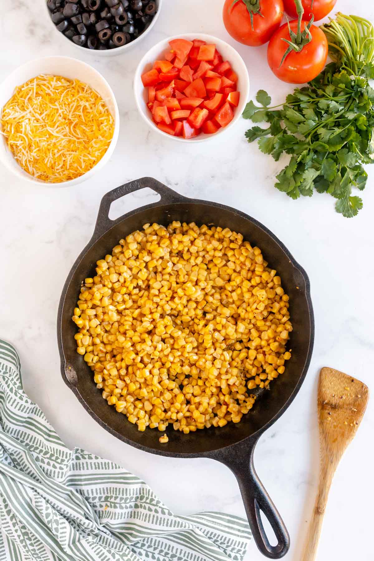 Caramelized corn in a pan