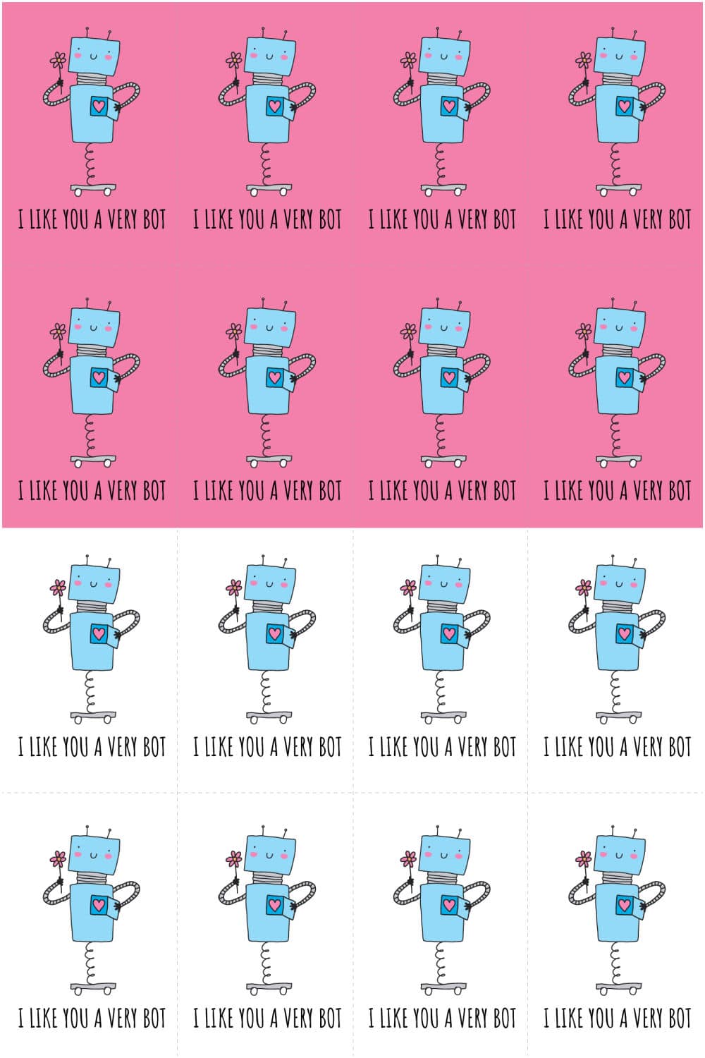 Free Printable Robot Valentine Cards - 18