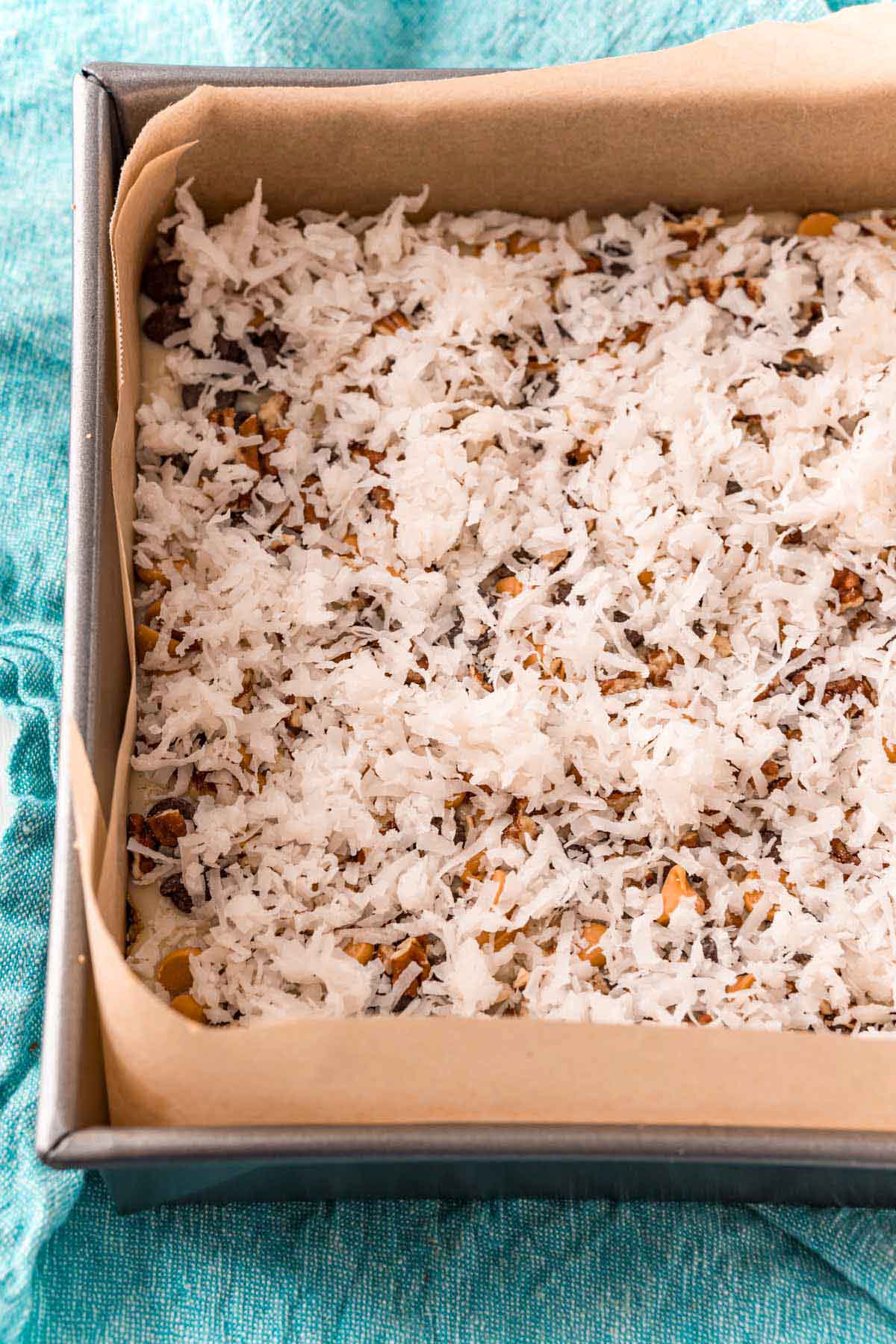 Coconut layer of seven layer bars