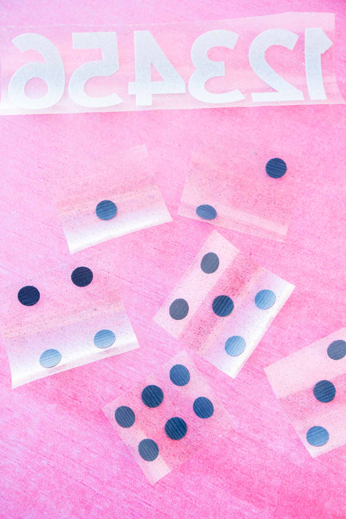 glitter iron-on vinyl dice designs
