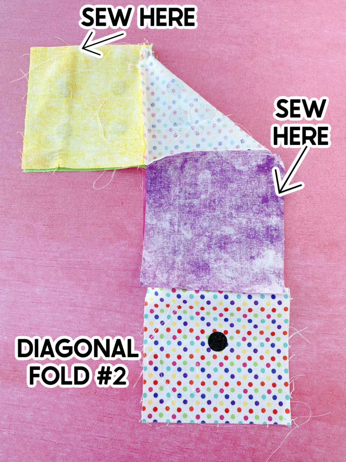 diagram showing where to sew a DIY dice