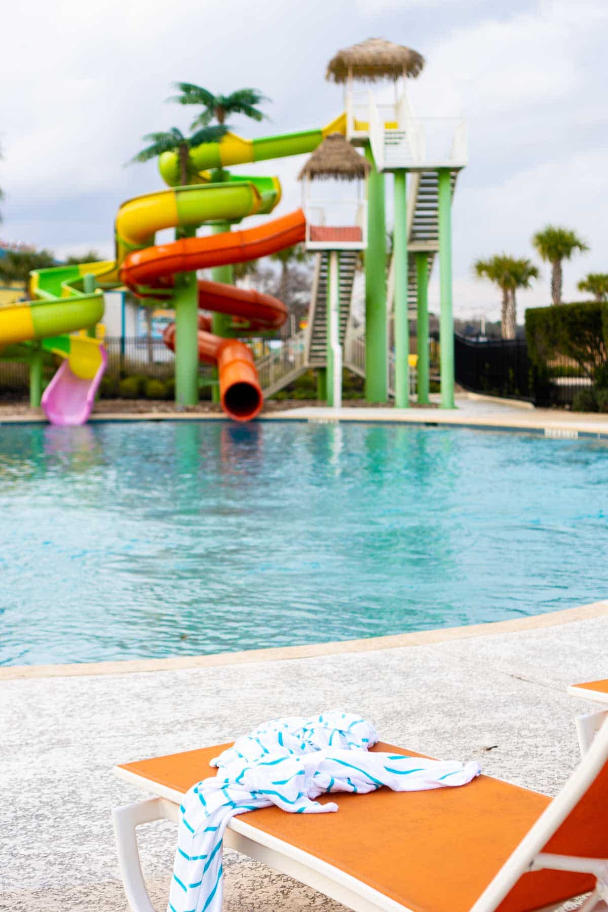 Water slides and a pool at Margaritaville Lake Conroe